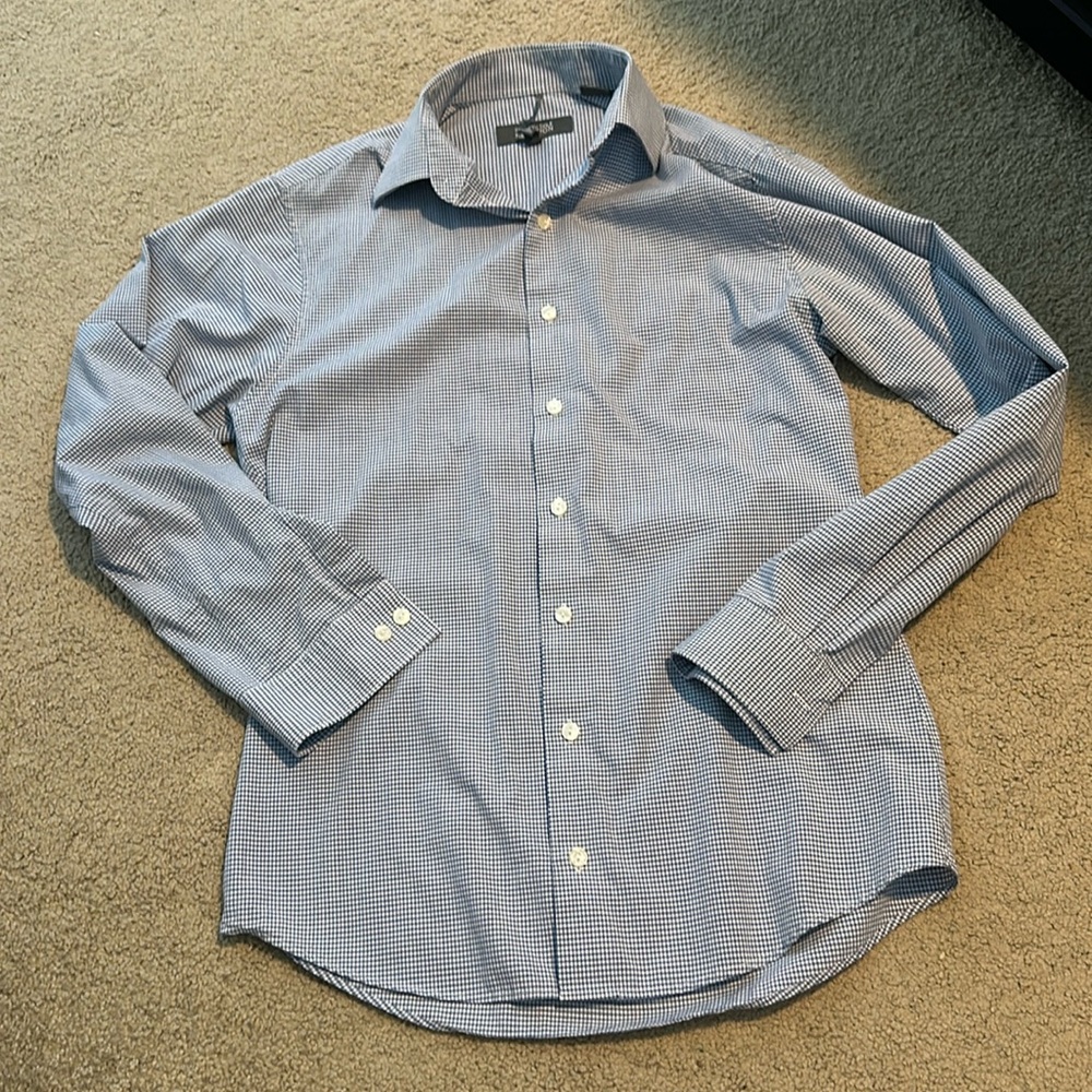 💜5 for $25 Blue gingham Kenneth Cole Reaction dress shirt